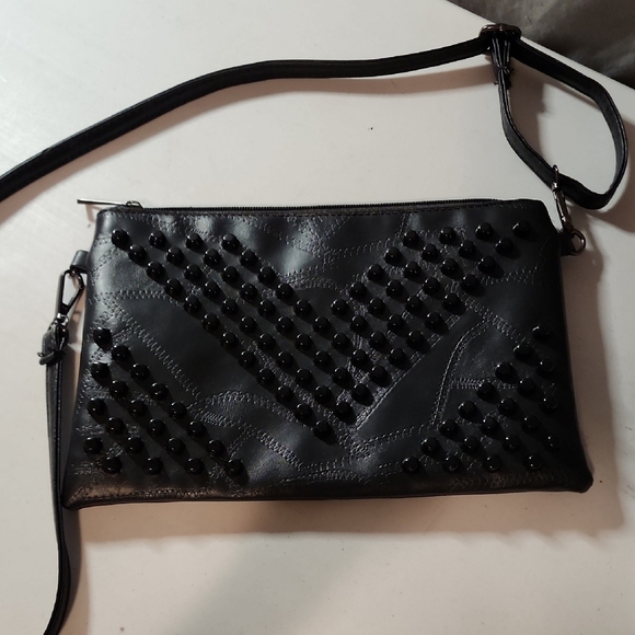 Handbags - Black Punk Clutch With Adjustable Strap
